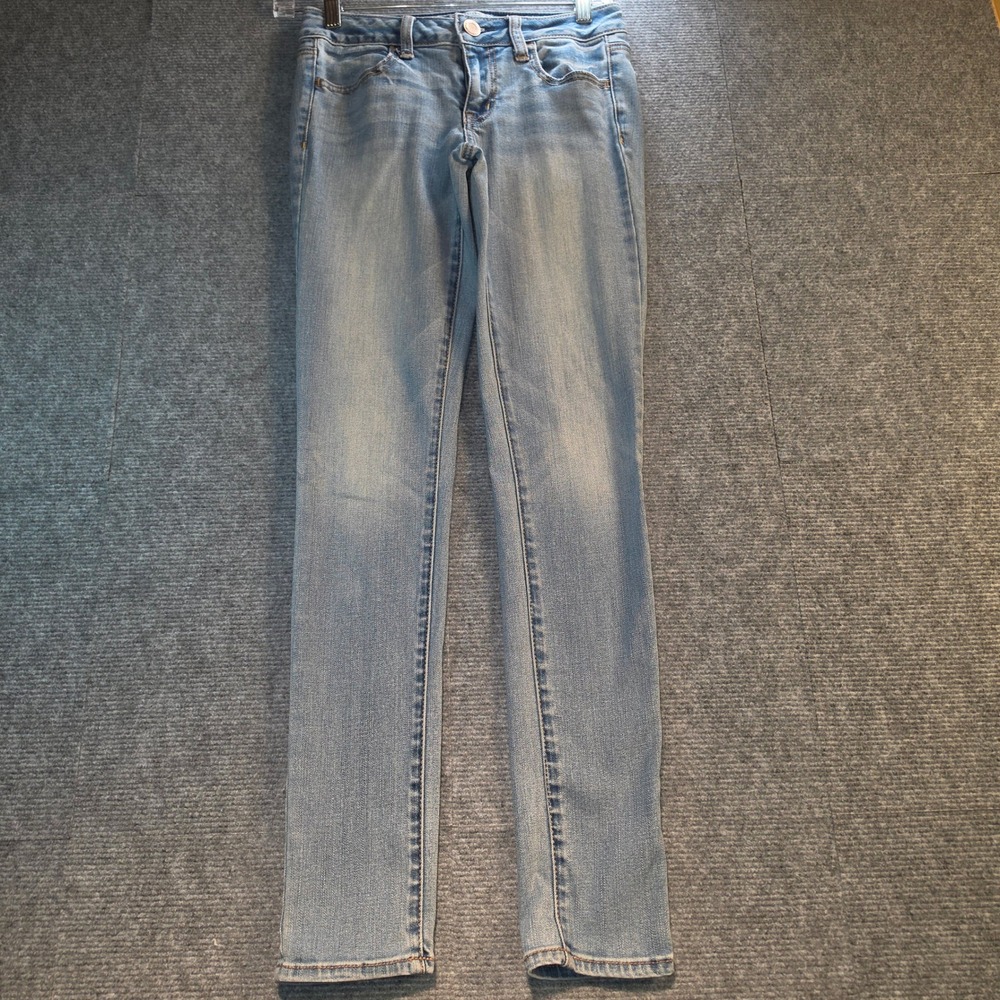 American Eagle Jeggings Women 2 Light Blue Good Super Stretch Low Rise Denim